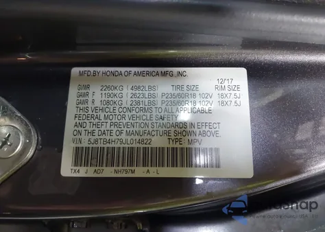 2018 Acura Rdx Advance Package z USA, uszkodzony, nr VIN 5J8TB4H79JL014822